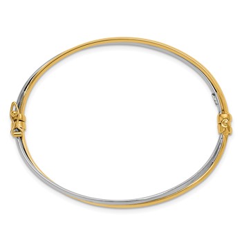 Leslie's 14K with Rhodium Polished Twist Hinged Bangle — alternate view