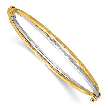 Leslie's 14K with Rhodium Polished Twist Hinged Bangle