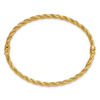 Leslie's 14K Polished and Diamond-cut Twisted Hinged Bangle — alternate view