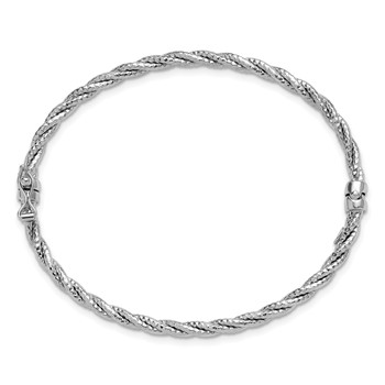 Leslie's 14K w/ White Rhodium Polish/Diamond-cut Twisted Hinged Bangle — alternate view