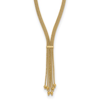 Leslie's 14K Polish/Texture/Dia-cut Fancy Drop Necklace