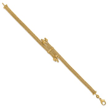 Leslie's 14K Polish/Texture/Dia-cut Fancy Bracelet — alternate view