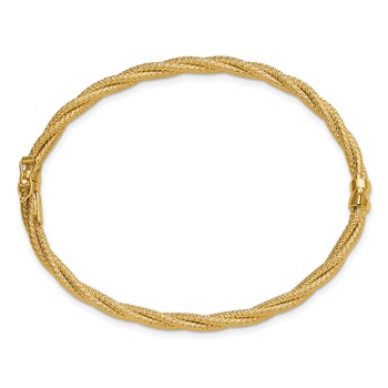 Leslie's 14K Polished and Textured Twisted Hinged Bangle — alternate view