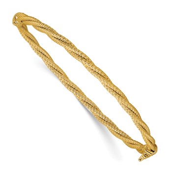 Leslie's 14K Polished and Textured Twisted Hinged Bangle