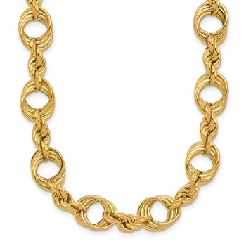 Leslie's 14K Polished Fancy Circle and Rope Link Necklace