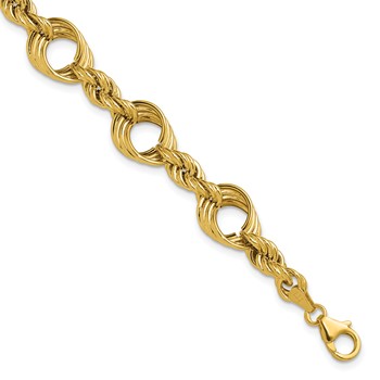 Leslie's 14K Polished Fancy Circle and Rope Link Bracelet