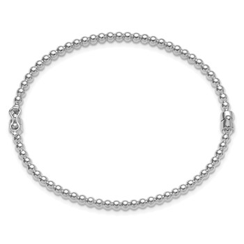 Leslie's 14K White Gold Polished Beaded Hinged Bangle — alternate view