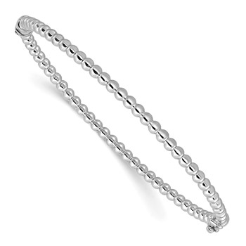 Leslie's 14K White Gold Polished Beaded Hinged Bangle