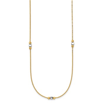 Leslie's 14K Two-tone Polished / Dia-cut Beads w/2in ext. Necklace — alternate view