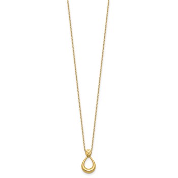 Leslie's 14K Polished / Dia-cut Open Teardrop w/2in ext. Necklace — alternate view