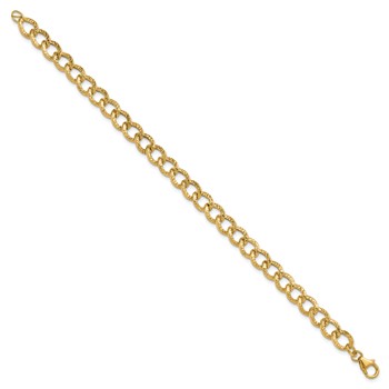 Leslie's 14K Polished and Textured Fancy Link Bracelet — alternate view