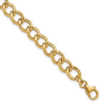 Leslie's 14K Polished and Textured Fancy Link Bracelet