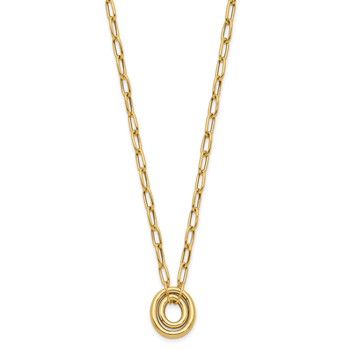 Leslie's 14K Polished Paper Clip Link with Oval Accent 18.5 inch Necklace — alternate view