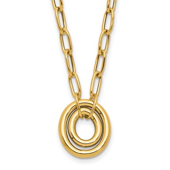 Leslie's 14K Polished Paper Clip Link with Oval Accent 18.5 inch Necklace