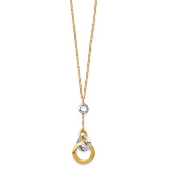 Leslie's 14K Two-tone Gold Polished Drop Circle Links Accent 17.75 inch with 1inch extender Necklace — alternate view