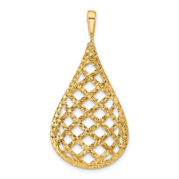 Leslie's 14K Polished and Diamond-cut Teardrop Pendant
