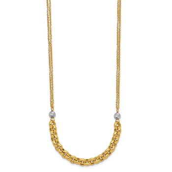 Leslie's 14K w/White RH Polished D/C 2-Strand Rolo Link Necklace — alternate view