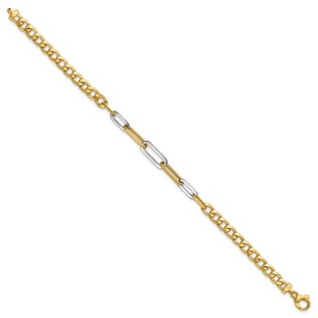 Leslie's 14K w/White Rhodium Polished Curb and Paperclip Link Bracelet — alternate view