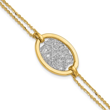 Leslie's 14K w/White Rhodium Polished D/C Fancy Oval 2-Strand Bracelet