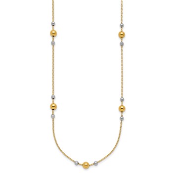Leslie's 14K w/White Rhodium Polished / Beaded Station Necklace — alternate view