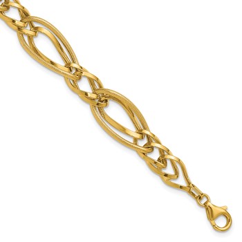 Leslie's 14K Polished and Textured Fancy Link Bracelet