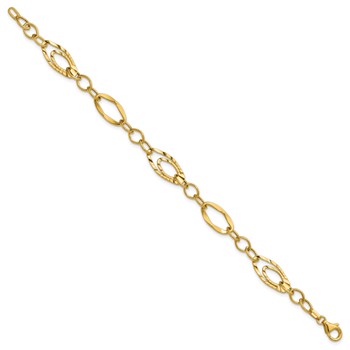 Leslie's 14K Polished and Wavy Textured Fancy Link Bracelet — alternate view