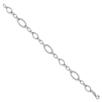 Leslie's 14K White Gold Polished and Textured Link Bracelet — alternate view