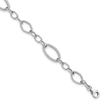 Leslie's 14K White Gold Polished and Textured Link Bracelet
