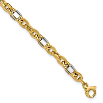 Leslie's 14K w/Wht Rhodium Polished Fancy Oval Men's Link Bracelet