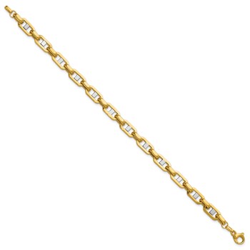 Leslie's 14K w/Wht RH Polished Fancy Flat Anchor Men's Link Bracelet — alternate view
