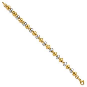 Leslie's 14K w/Wht Rhodium Polish Moveable Beaded Link Bracelet — alternate view