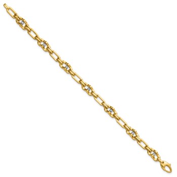 Leslie's 14K w/Wht RH Polished D/C Moveable Beaded Link Bracelet — alternate view