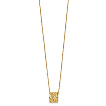 Leslie's 14K Polished Floral Bead with 1 Inch Ext. Necklace — alternate view