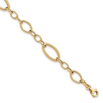 Leslie's 14K Polished and Textured Link Bracelet