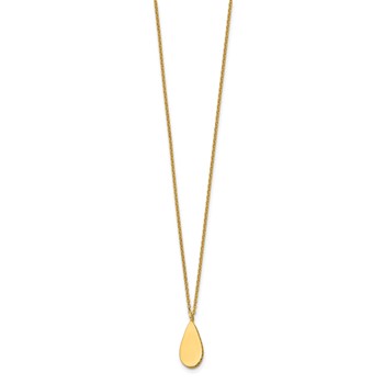 Leslie's 14K Polished and Satin Flat Teardrop Pendant 16.75 inch with 1.25inch extender Necklace — alternate view
