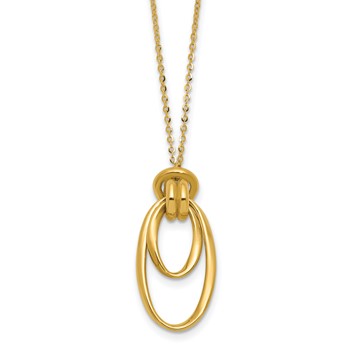 Leslie's 14K Polished Fancy Ovals with 2in  Ext. Necklace