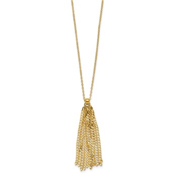 Leslie's 14K Polished Fancy Curb Link Tassel w/ 2in Ext. Necklace — alternate view