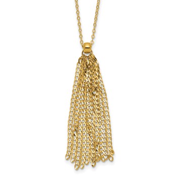 Leslie's 14K Polished Fancy Curb Link Tassel w/ 2in Ext. Necklace