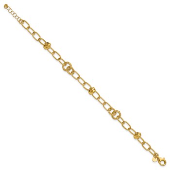 Leslie's 14K  Polished/Texture/Dia-cut Fancy w/.75in Ext. Bracelet — alternate view