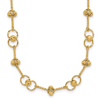 Leslie's 14K Polished and Diamond-cut with Twisted Circles17 inch with 1inch extender Necklace
