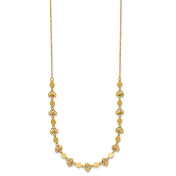Leslie's 14K Polished D/C Beaded Fancy Circles w/ 1in Ext. Necklace — alternate view