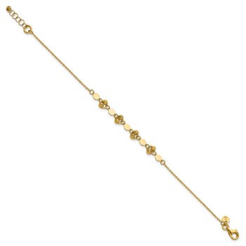 Leslie's 14K Polished D/C Beaded Fancy Circles w/.5in Ext. Bracelet — alternate view