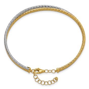 Leslie's 14KTT Polished & Textured Fancy 3-Wire w/ 1in Ext. Bangle — alternate view