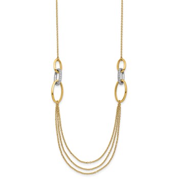 Leslie's 14K Two-tone Gold Polished Cubic Zirconia Oval Link Element 17 inch with 1inch extender Necklace — alternate view