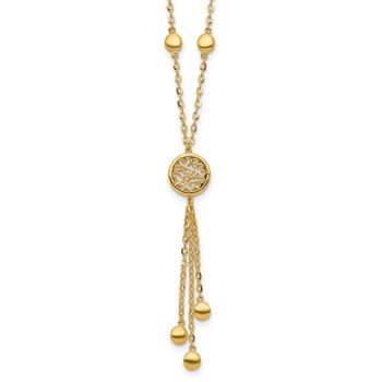 Leslie's 14K Polished Fancy Filigree Circles Dangle 18 inch Necklace