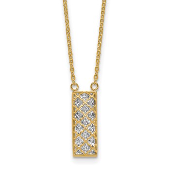 Leslie's 14K Two-tone Polished / Dia-cut Bar Necklace