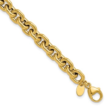 Leslie's 14K Polished 7.0mm Flat Edge Cable Link Bracelet
