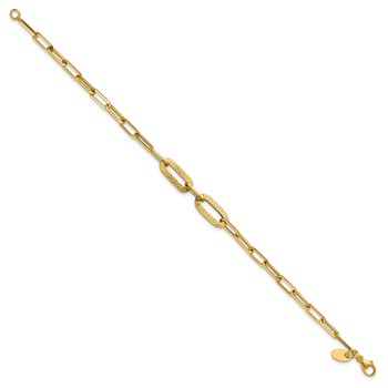 Leslie's 14K Polished Textured Greek Key Paperclip Link Bracelet — alternate view