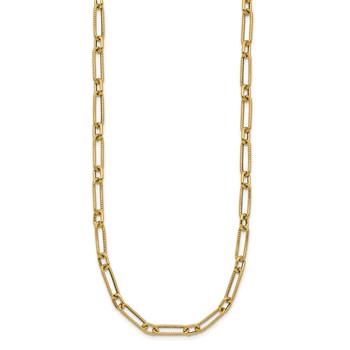 Leslie's 14K Polished and Textured 4.2mm Fancy Link Necklace — alternate view