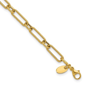 Leslie's 14K Polished and Textured 4.2mm Fancy Link Bracelet